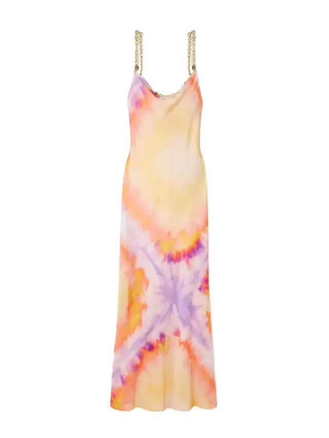 Chainmail-embellished Tie-dyed Satin Maxi Dress