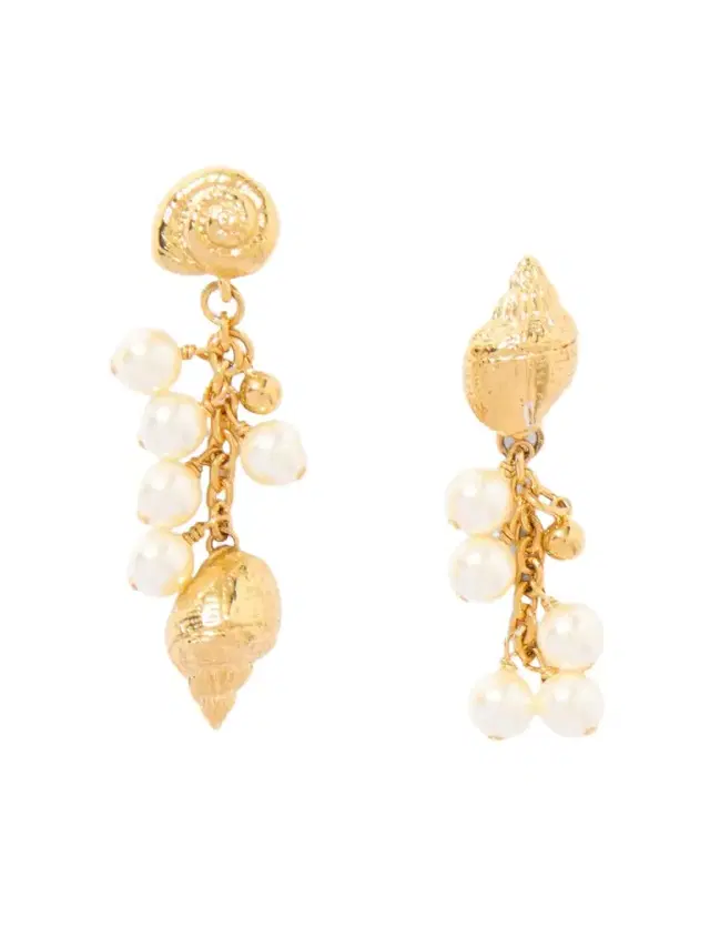 Faux Pearl Embellished Gold-tone Earrings