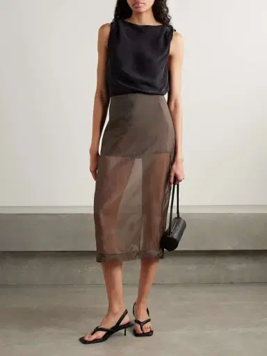 The Frankie Shop Peri Silk-blend Organza Midi Skirt | Thumbnail 2