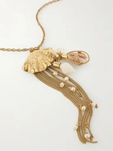 Chloé tone, Faux Pearl, Crystal And Resin Necklace | Thumbnail 4