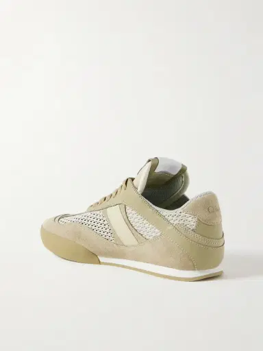 Chloé Kick Leather And Suede-trimmed Mesh Sneakers | Thumbnail 3 Chloé Kick Leather And Suede-trimmed Mesh Sneakers | Thumbnail 3