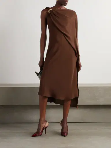 Gucci Cape-effect Embellished Silk-crepe Midi Dress | Thumbnail 2 Gucci Cape-effect Embellished Silk-crepe Midi Dress | Thumbnail 2