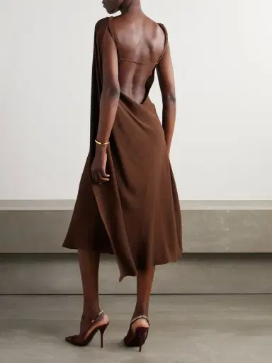 Gucci Cape-effect Embellished Silk-crepe Midi Dress | Thumbnail 3 Gucci Cape-effect Embellished Silk-crepe Midi Dress | Thumbnail 3