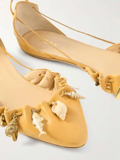Chloé Gathered Embellished Leather Point-toe Flats | Thumbnail 4 Chloé Gathered Embellished Leather Point-toe Flats | Thumbnail 4