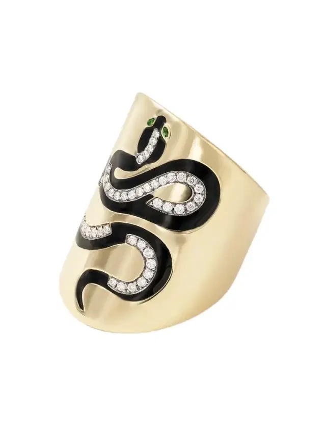 Snake 18-karat Gold, Diamond, Tsavorite And Enamel Ring