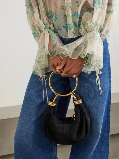 Chloé Bracelet Small Embellished Leather-trimmed Suede Shoulder Bag | Thumbnail 2