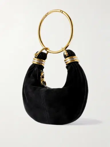 Chloé Bracelet Small Embellished Leather-trimmed Suede Shoulder Bag | Thumbnail 3
