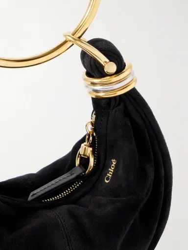 Chloé Bracelet Small Embellished Leather-trimmed Suede Shoulder Bag | Thumbnail 4