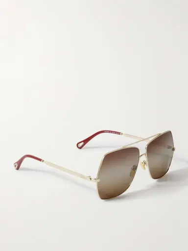 Chloé Oversized Aviator-style Gold-tone Sunglasses | Thumbnail 3