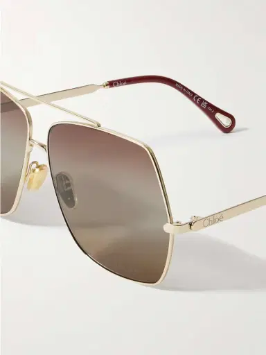 Chloé Oversized Aviator-style Gold-tone Sunglasses | Thumbnail 4