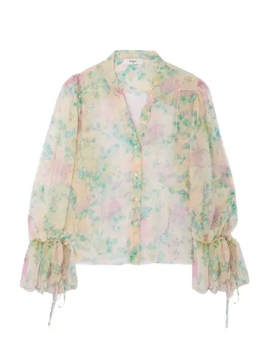 Chloé Ruffled Floral-print Silk-chiffon Shirt | Thumbnail 1 Chloé Ruffled Floral-print Silk-chiffon Shirt | Thumbnail 1