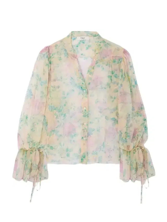 Ruffled Floral-print Silk-chiffon Shirt