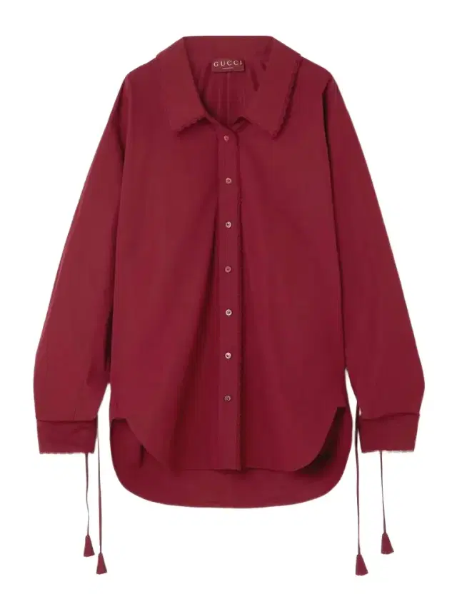 Oversized Tie-detailed Embossed Lace-trimmed Cotton-poplin Shirt