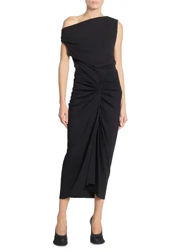 Dries Van Noten Women's Cotton Twist-Front Draped Midi-Skirt | Thumbnail 2