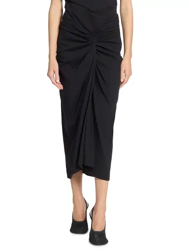 Dries Van Noten Women's Cotton Twist-Front Draped Midi-Skirt | Thumbnail 3