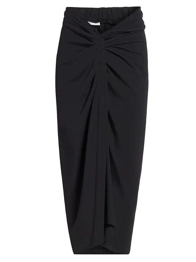 Dries Van Noten Women's Cotton Twist-Front Draped Midi-Skirt - Black