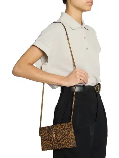 Saint Laurent Women's Cassandre Envelope Chain Wallet in Canvas - Leopard | Thumbnail 3 Saint Laurent Women's Cassandre Envelope Chain Wallet in Canvas - Leopard | Thumbnail 3