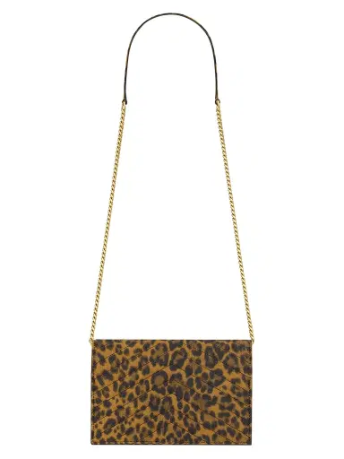 Saint Laurent Women's Cassandre Envelope Chain Wallet in Canvas - Leopard | Thumbnail 5 Saint Laurent Women's Cassandre Envelope Chain Wallet in Canvas - Leopard | Thumbnail 5