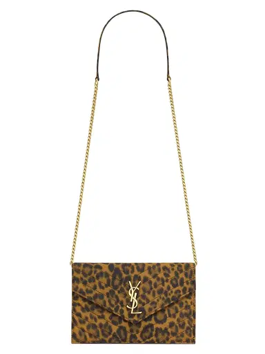 Saint Laurent Women's Cassandre Envelope Chain Wallet in Canvas - Leopard | Thumbnail 1 Saint Laurent Women's Cassandre Envelope Chain Wallet in Canvas - Leopard | Thumbnail 1