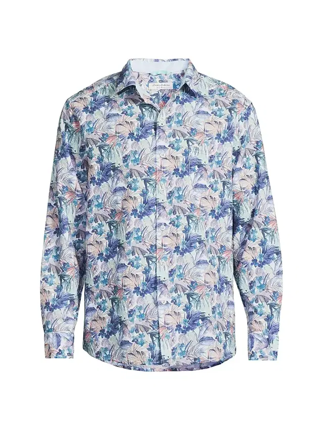 Men's Nova Wave Amalfi Gardens Floral Stretch-Cotton Shirt - Aquarius