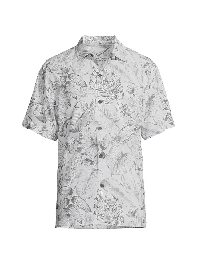 Men's Coastal Cool Frond Escape Shirt - Light Grey