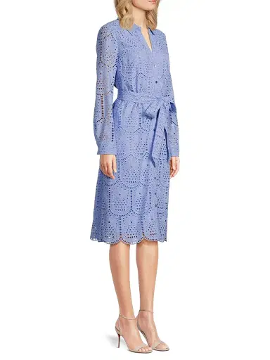 Lilly Pulitzer Women's Eira Eyelet Midi Shirtdress - Jacaranda Blue - Size 6 | Thumbnail 4 Lilly Pulitzer Women's Eira Eyelet Midi Shirtdress - Jacaranda Blue - Size 6 | Thumbnail 4