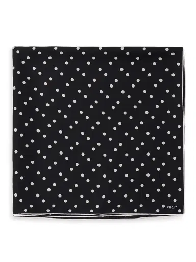Prada Women's Printed Silk Twill 90CM Square Scarf - Black | Thumbnail 2