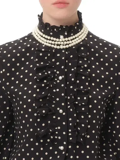 Valentino Garavani Women's Crepe De Chine Shirt - Black Birch - Size 10 | Thumbnail 6 Valentino Garavani Women's Crepe De Chine Shirt - Black Birch - Size 10 | Thumbnail 6