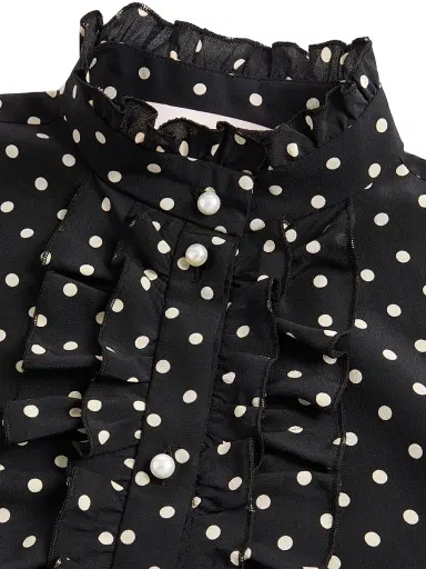 Valentino Garavani Women's Crepe De Chine Shirt - Black Birch - Size 10 | Thumbnail 7 Valentino Garavani Women's Crepe De Chine Shirt - Black Birch - Size 10 | Thumbnail 7