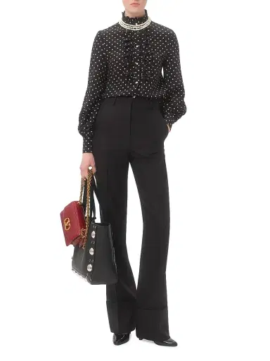 Valentino Garavani Women's Crepe De Chine Shirt - Black Birch - Size 10 | Thumbnail 8 Valentino Garavani Women's Crepe De Chine Shirt - Black Birch - Size 10 | Thumbnail 8