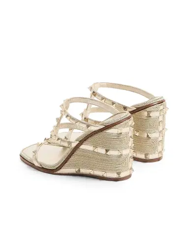 Valentino Garavani Women's Rockstud Wedge Sandals in Laminated Nappa | Thumbnail 3 Valentino Garavani Women's Rockstud Wedge Sandals in Laminated Nappa | Thumbnail 3