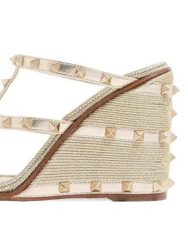 Valentino Garavani Women's Rockstud Wedge Sandals in Laminated Nappa | Thumbnail 5 Valentino Garavani Women's Rockstud Wedge Sandals in Laminated Nappa | Thumbnail 5