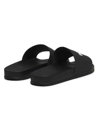 Palm Angels Men's Classic Logo Pool Slides - Black White Sandals | Thumbnail 3 Palm Angels Men's Classic Logo Pool Slides - Black White Sandals | Thumbnail 3