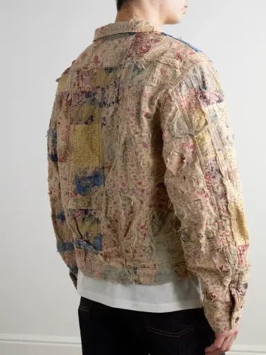 KAPITAL Boro Distressed Patchwork Cotton and Linen-Blend Jacket - Men | Thumbnail 3