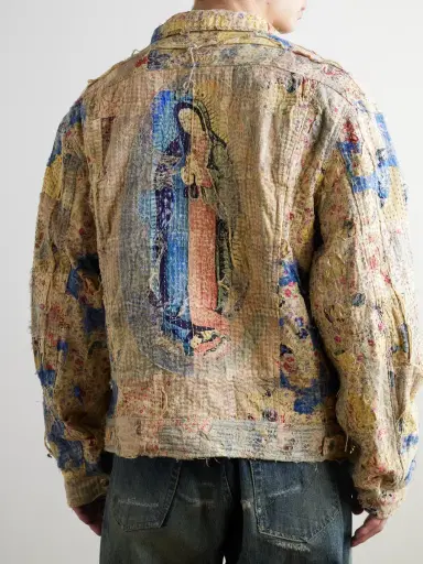 KAPITAL Boro Distressed Patchwork Cotton and Linen-Blend Zip-Up Jacket - Men | Thumbnail 3