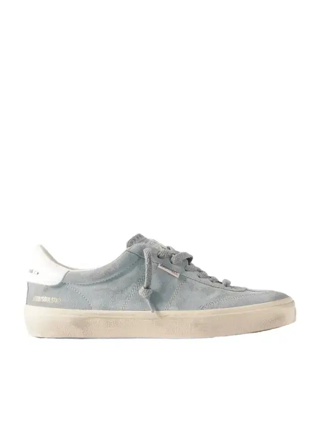 Soul-Star Distressed Leather-Trimmed Suede Sneakers - Men