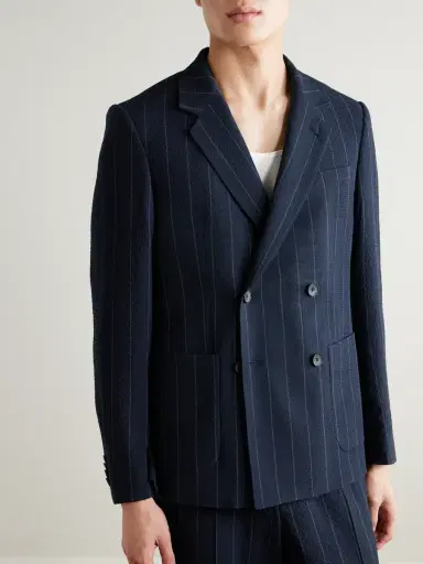 MR P. Slim-Fit Pinstriped Wool-Blend Seersucker Suit Jacket - Men | Thumbnail 3