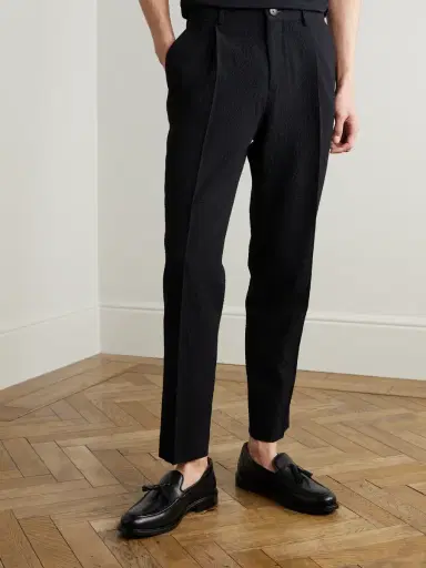 MR P. Daniel Tapered Pleated Wool-Blend Seersucker Suit Trousers - Men | Thumbnail 3 MR P. Daniel Tapered Pleated Wool-Blend Seersucker Suit Trousers - Men | Thumbnail 3