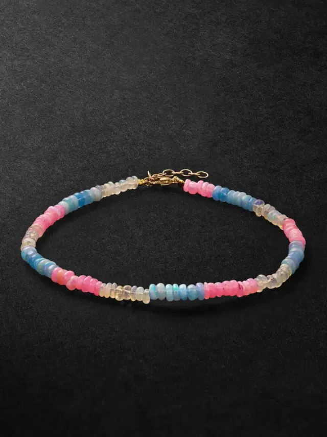 Gold Opal Beaded Bracelet - Men