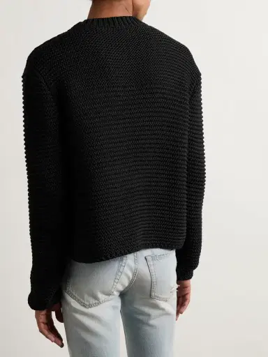 McQueen Cropped Ribbed Logo-Jacquard Cotton Sweater - Men | Thumbnail 3