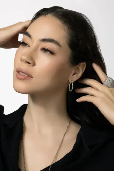 PARULINA Briar Diamond Hoop Earrings | Thumbnail 6