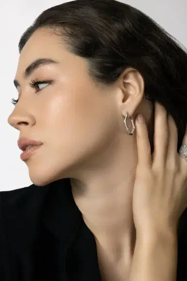PARULINA Briar Diamond Hoop Earrings | Thumbnail 7