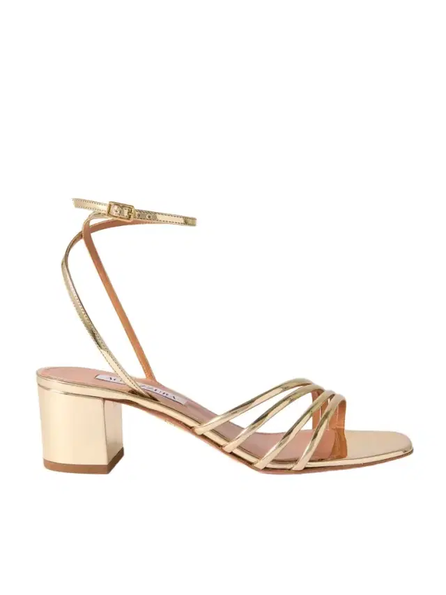 Aquazzura Latour 50 Metallic Leather Sandals