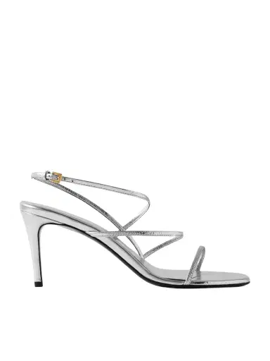 Khaite Loop Metallic Crinkled-leather Sandals | Thumbnail 1 Khaite Loop Metallic Crinkled-leather Sandals | Thumbnail 1