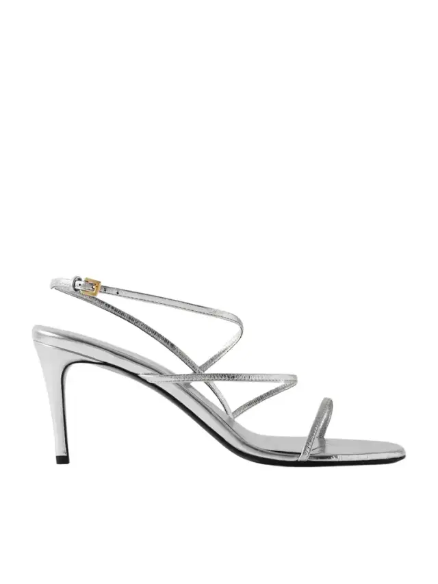 Loop Metallic Crinkled-leather Sandals