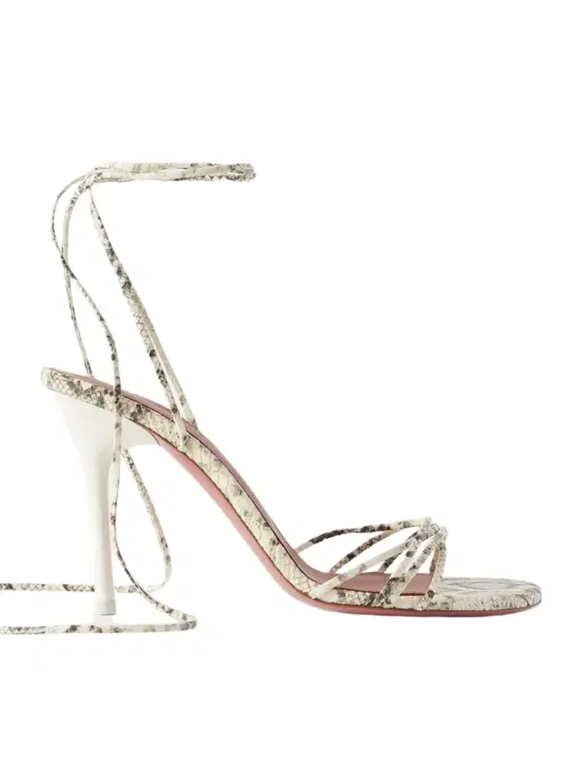 Lori Lace-up Snake-effect Leather Sandals