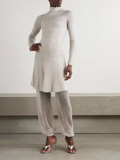 Alaïa Metallic Open-knit Wide-leg Pants | Thumbnail 2 Alaïa Metallic Open-knit Wide-leg Pants | Thumbnail 2