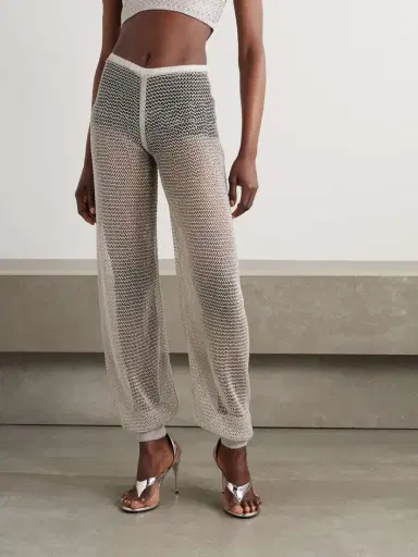 Alaïa Metallic Open-knit Wide-leg Pants | Thumbnail 3 Alaïa Metallic Open-knit Wide-leg Pants | Thumbnail 3