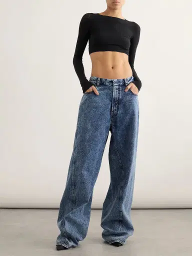 Alaïa Paneled Cropped Jersey Top | Thumbnail 2 Alaïa Paneled Cropped Jersey Top | Thumbnail 2