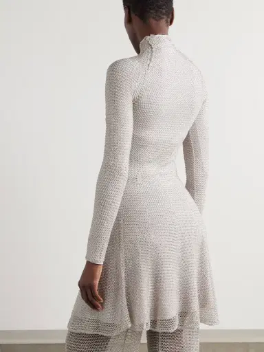 Alaïa Metallic Open-knit Turtleneck Mini Dress | Thumbnail 3